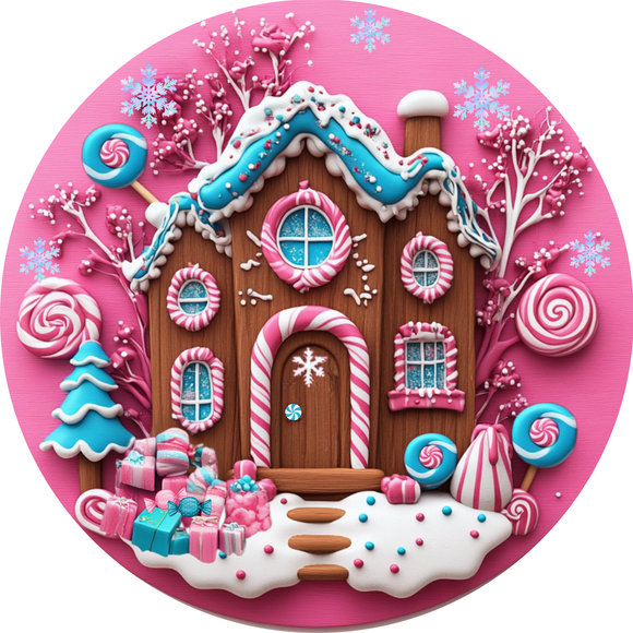 Enchanted Candyland Gingerbread House Metal Sign