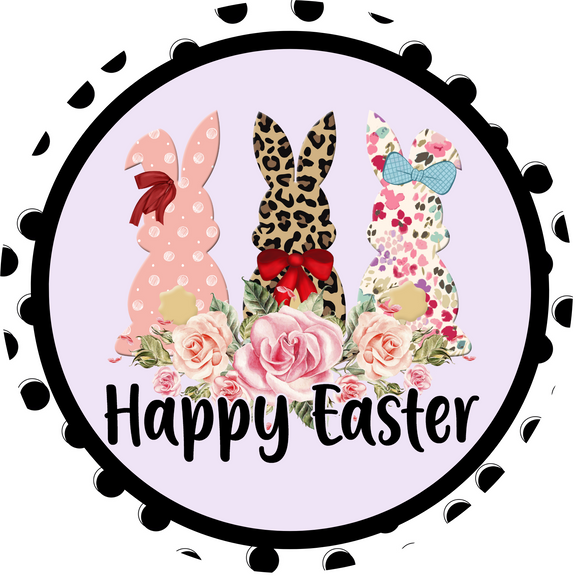 Happy Easter Polka Dot Bunny ( Choose Size)