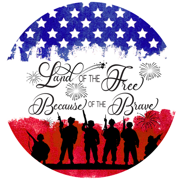 Land Of Free Patriotic Wreath Sign (Choose Size)