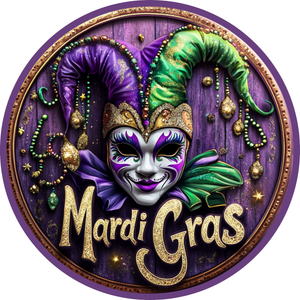 Mardi Gras Jester Mask Metal Sign (Choose Size)