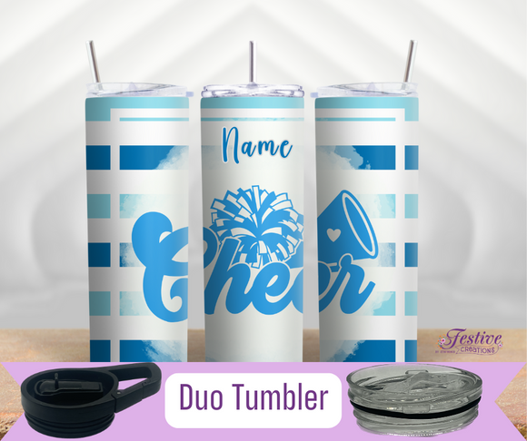 Cheer Striped Duo Tumbler | 20 oz Insulated Metal Tumbler