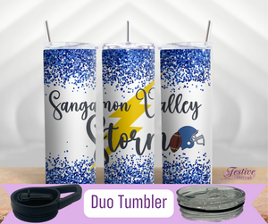 Sparkly Sangamon Valley Storm Football Duo Tumbler | 20 oz Insulated Metal Tumbler