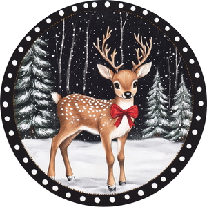 Winter Wonderland Deer Wreath Sign