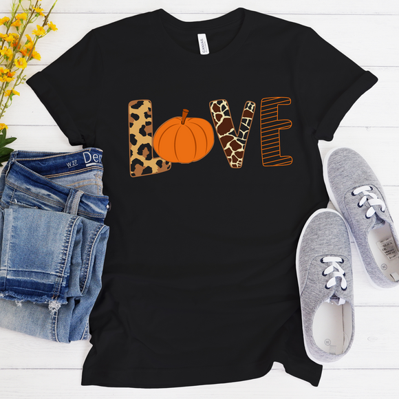 T-Shirt Transfer LOVE Pumpkin Leopard Print