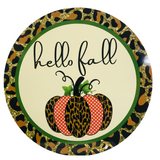 Hello Fall Pumpkin Wreath Metal Sign