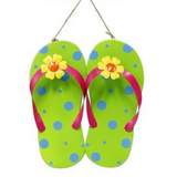 9.75"H Metal Flip Flops Wall Decor (Choose color)