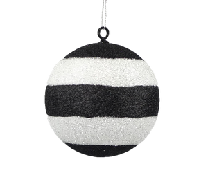 Striped Ornament Black/White 4" Dia