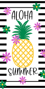 12" x 6" Aloha Summer Pineapple Wreath Sign