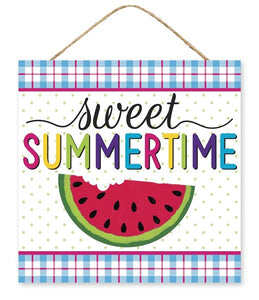 10"Sq Sweet Summertime Sign WHT/PNK/TURQ/YLW/LIME/PPL AP7080