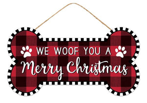 12.5"Lx6.5"H Woof You A Merry Christmas Red/Black/White