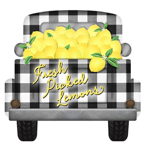 12"L X 11.5"H Fresh Picked Lemons Truck Yellow/Black/White