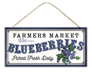 12.5"L X 6"H Farmers Market Blueberries  Dk Blue/Lt Blue/White/Blk