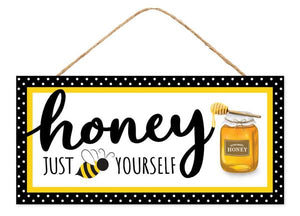 12.5"L X 6"H Bee Yourself Sign Yellow/Gold/Wh/Blk