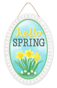 13"Hx9"L Hello Spring Oval W/Daffodils