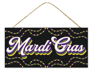 12.5"Lx6"H Retro Mardi Gras Sign Mardi Gras
