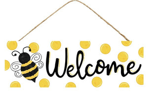 15"L X 5"H Welcome/Bumblebee Sign White/Yellow/Black Ap803329