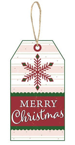 12"L X 6.5"H Merry Christmas Luggage Tag Red/Green/White