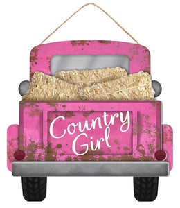 12"L X 11.5"H Country Girl Truck TT PINK/NATURAL/White