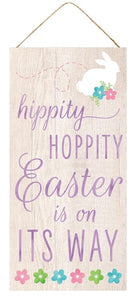 12.5"H X 6"L Hippity Hoppity Sign Cream/Lavender/Multi