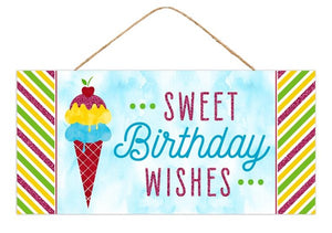12.5"L X 6"H Birthday Wishes/Glttr Sign