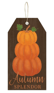 12"Hx6.5"L Autumn Splendor/Pumpkin Sign Orange/Moss/Brown