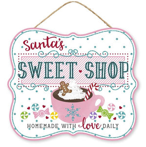 10.5"L X 9"H Santa's Sweet Shop Glitter White/Pink/Turq/Red