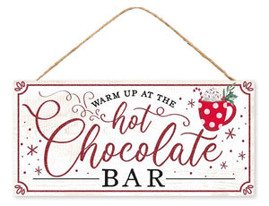 12.5"L X 6"H Hot Chocolate Bar Sign  White/Red/Black