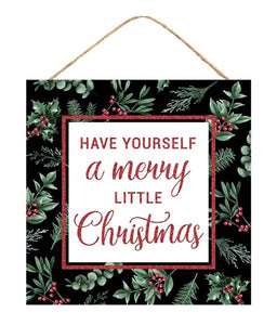 10"Sq Mdf Have Yourself Merry Christmas White/Red/Green/Beige