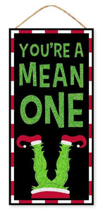 12.5"H X 6"L You're A Mean One Glitter Black/Lime/Red/White