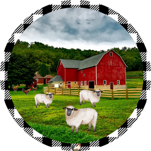 Barnyard Sheep & Roosters Metal Sign (Choose Size)
