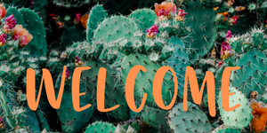 12x6  Welcome Cactus Wreath Sign