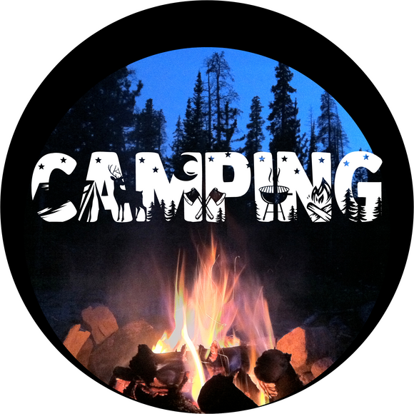 Camping Fire Metal Round Sign  (Choose size)
