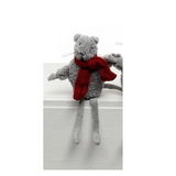 9.5" Christmas Plush Mouse with Scarf (Choose Burgundy or Grey)