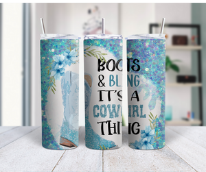 Cowgirl Boots and Bling  Skinny 20 Oz Duo Tumbler