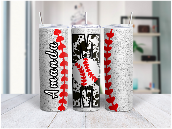 Baseball Mom Personalized White, Blk, Red 20 Oz Duo Tumbler