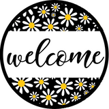 Welcome Daisy Wreath Sign( Choose Size)