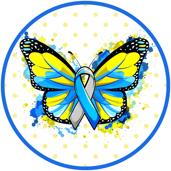 Down Syndrome Butterfly Metal Round Sign (Choose size)