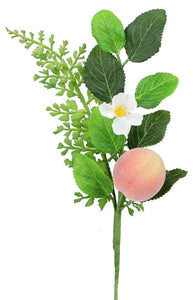 10"L Mixed Greenery Peach Pick Peach/Green/White/Yellow