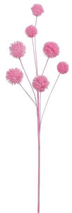 19"L Flocked Pompom Spray X7 Pink