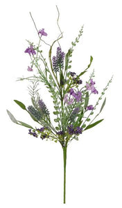 24"Oal Paper Flower/Eva Leaf/Beads Spray Purple