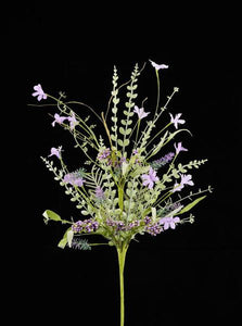 24"L Fabric Flower/Eva Leaf/Beads Spray Purple