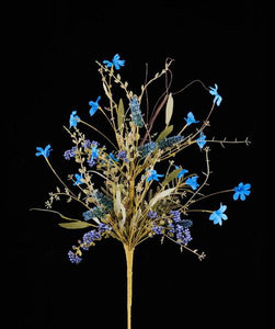 24"L Fabric Flower/Eva Leaf/Beads Spray Royal Blue
