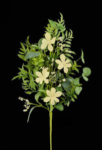 18.5"L Flower/Eucalyptus Pick Ivory