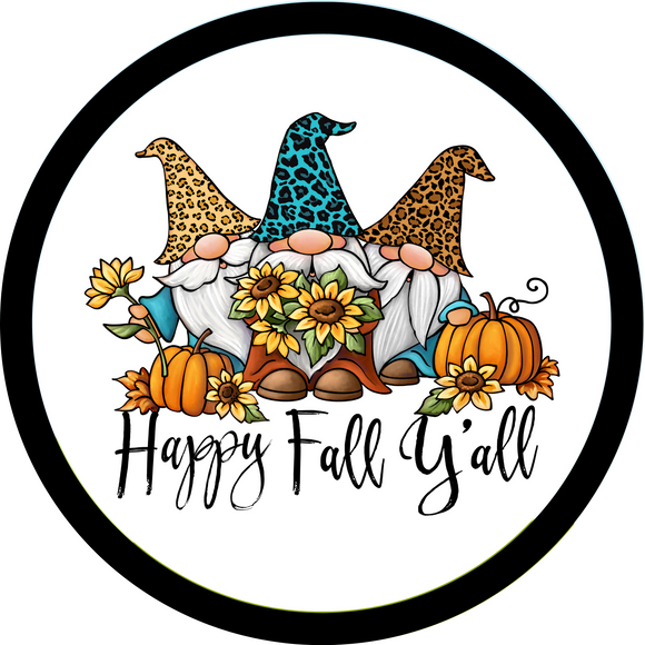 Happy Fall Y'all Gnome Metal Sign (Choose Size)