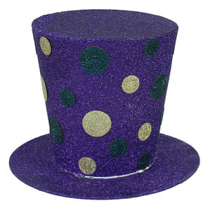 8.5"Dia X 6"H Glitter Dots Hat Mardi Gras