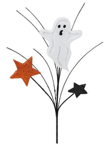 12.5"L Glitter Ghost/Star/Grass Pick White/Black.Orange
