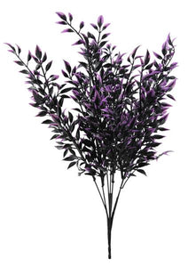 17.25"L 2-Tone Halloween Leaf Bush Black/Purple