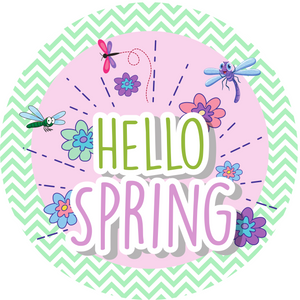 Hello Spring Dragon Fly Wreath Sign (Choose Size)