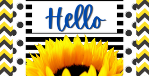 12"x6" Hello Chevron Sunflower Sign