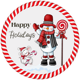 Happy Holidays Snowman With Mouse Sign (Choose Size)
